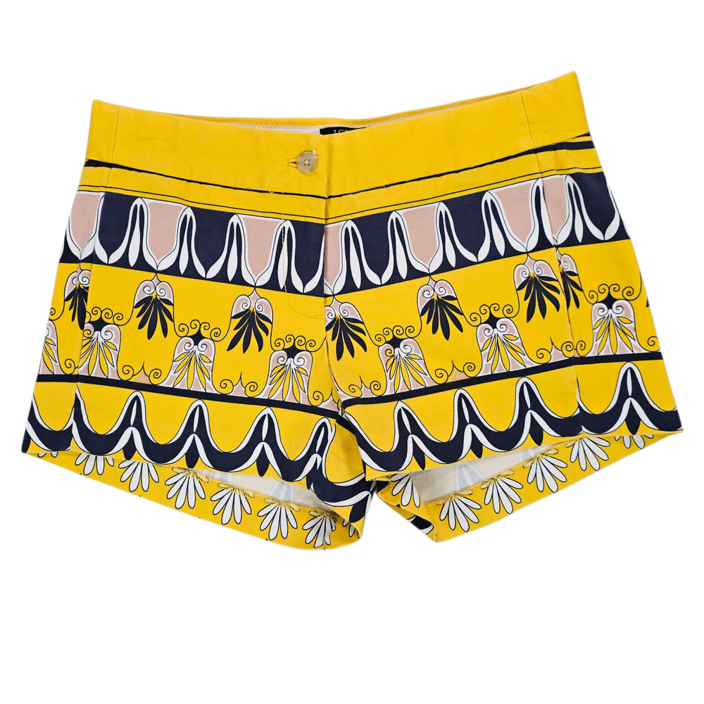 J.Crew Shorts Womens 00 Yellow City Fit Floral Print Chino Twill Stretch Casual